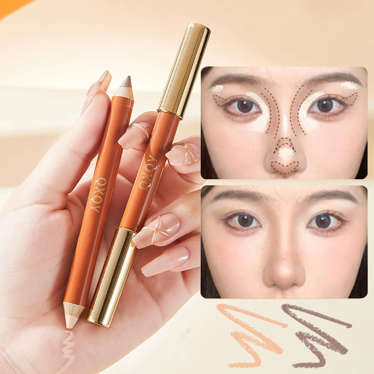 QXQY Dual-Tip 3D Contour Pen – Nose Shadow & Highlighter