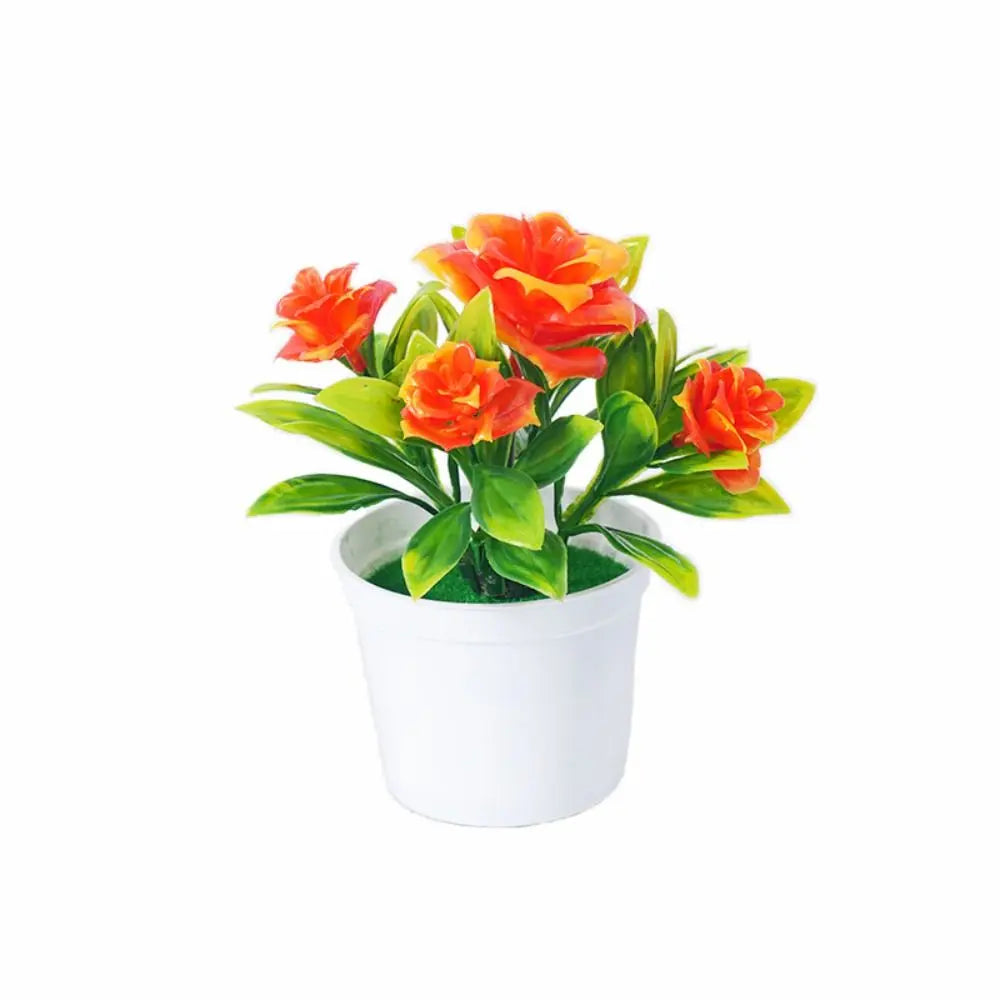 Multicolor Artificial Rose Bonsai – Potted Simulation Flower Decor