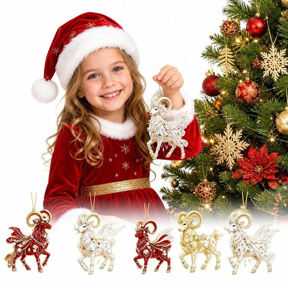 Rhinestone Acrylic Goat Hanging Ornaments – Zodiac Set 4–7 Pcs