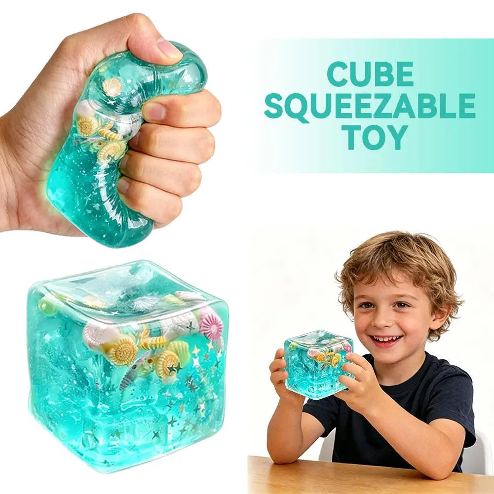Ocean Squishy Sensory Cube – TPR Fidget Squeeze Toy