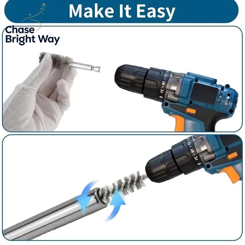 Stainless Steel Bore Brush Set 6-14Pcs | 1/4" Hex, 8-19mm