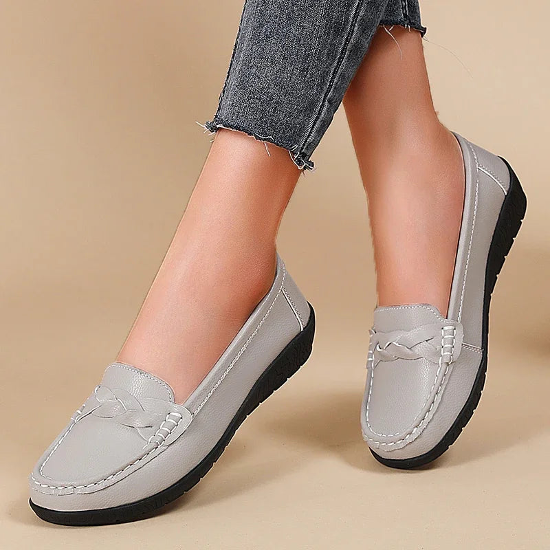 LEDP Women's Slip-On Loafer Flats | Woven PU, Sizes EU 35–44