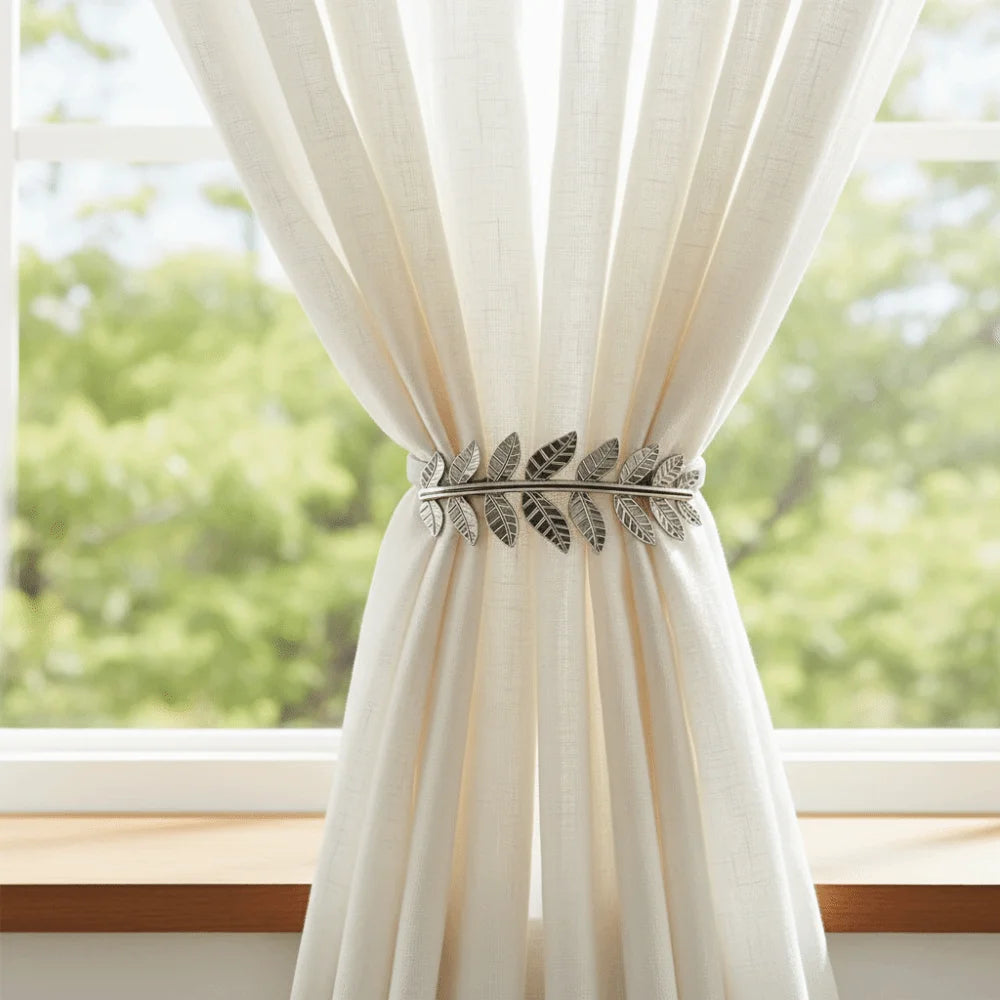 Elastic Metal Leaf Curtain Tiebacks – Gold & Silver Chain Belt