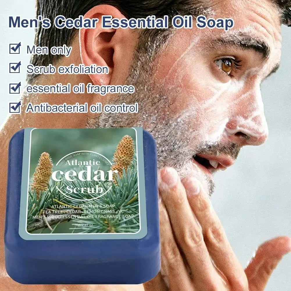 Men's Cedar Essential Oil Handmade Bar Soap – Face & Body
