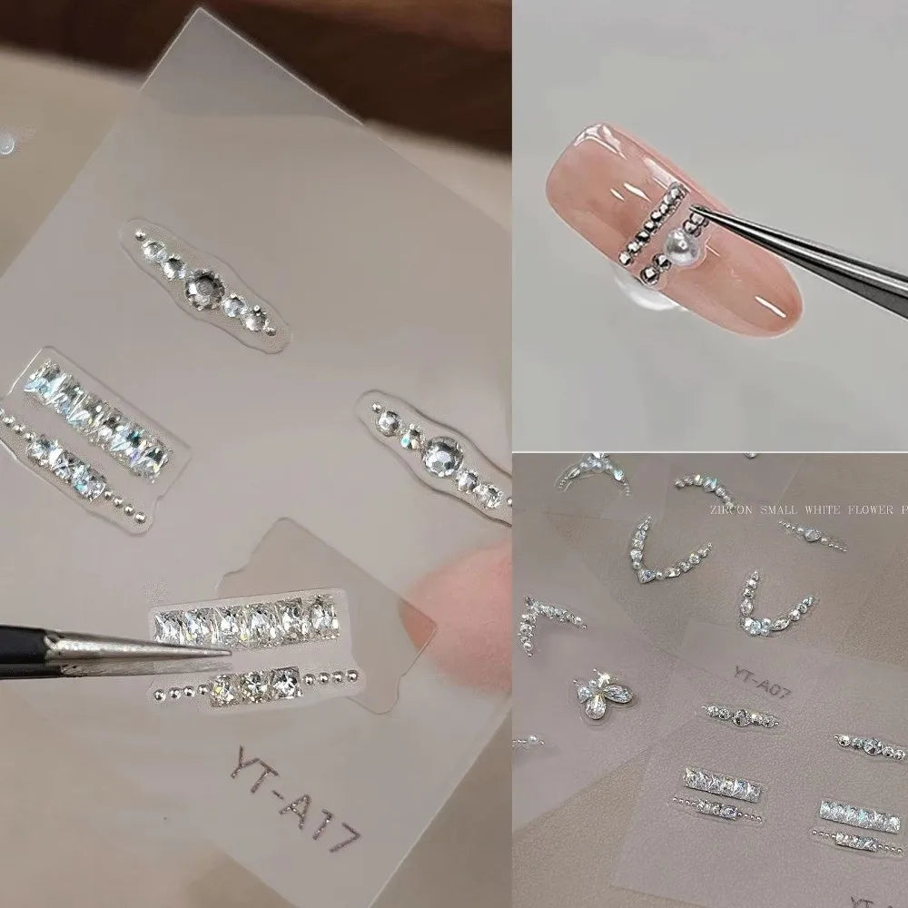3D Heart Rhinestone Nail Art Stickers – Crystal Decals
