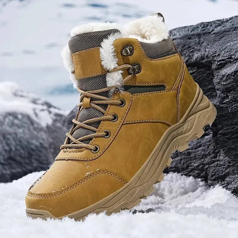 Men's Fleece-Lined High-Top Snow Boots | Thick Sole, Plus Size