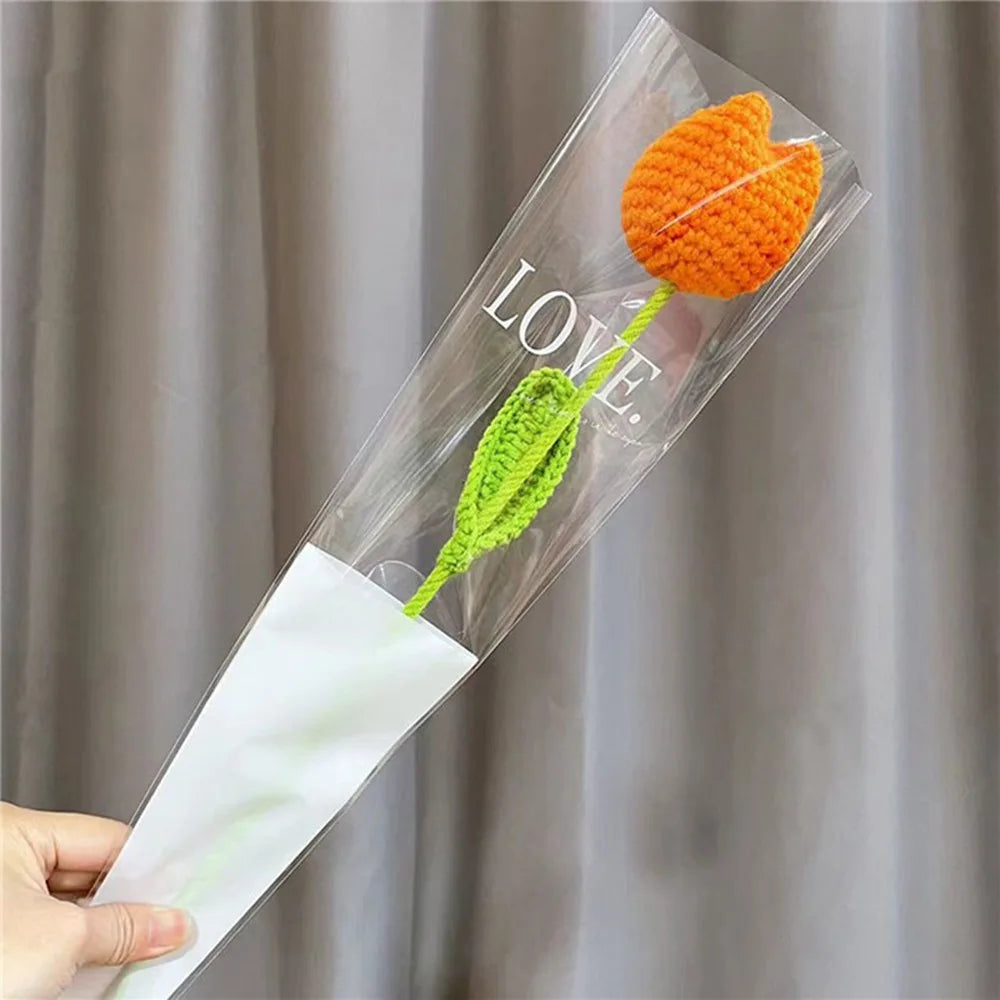 Handmade Crochet Tulip Bouquet – Knitted Cotton Artificial Flowers