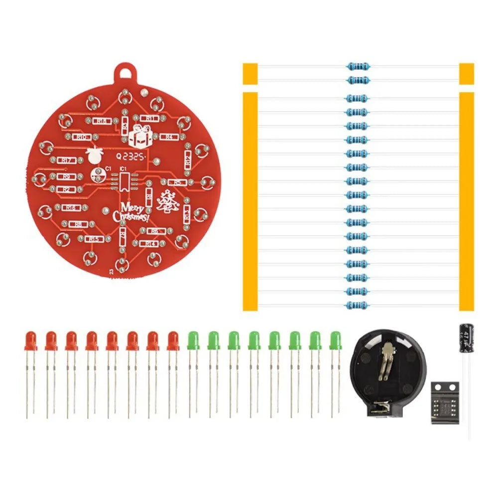 NE555 LED Christmas Tree DIY Soldering Kit – Red & Green PCB