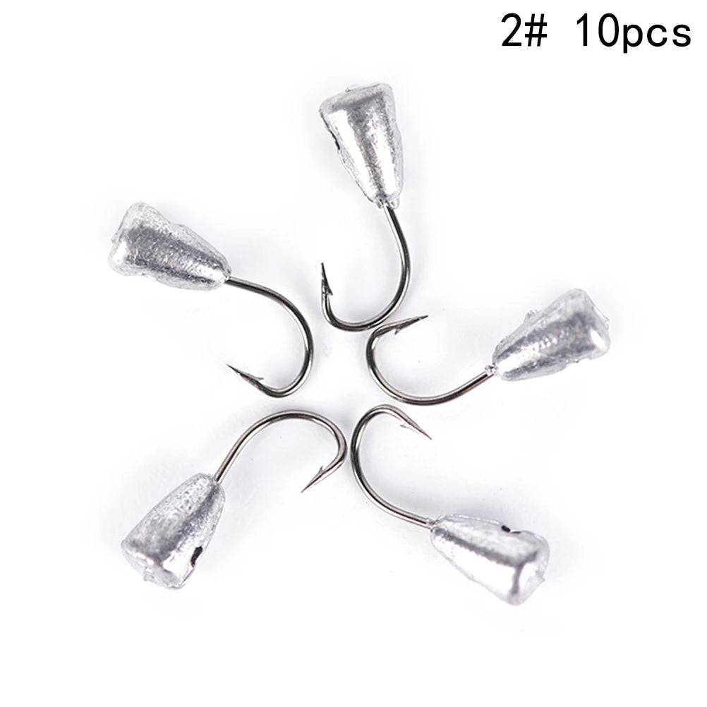 10-Pack Barbed Jig Head Stand Hooks – Sizes 2# to 9#
