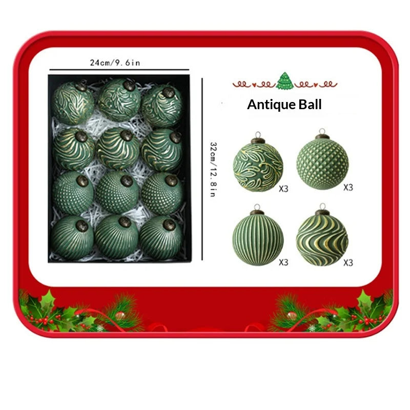 Shatterproof Christmas Ball Ornaments – 12 Pack 8cm Vintage Set