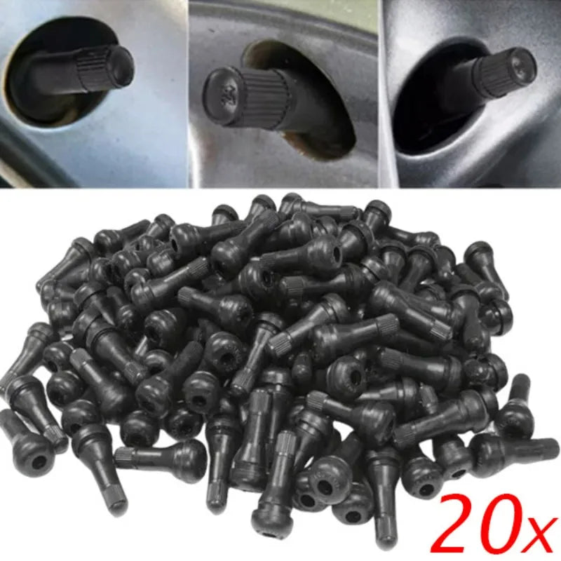 TR414 Snap-In Tubeless Tire Valve Stems & Dust Caps 4/12 Pack