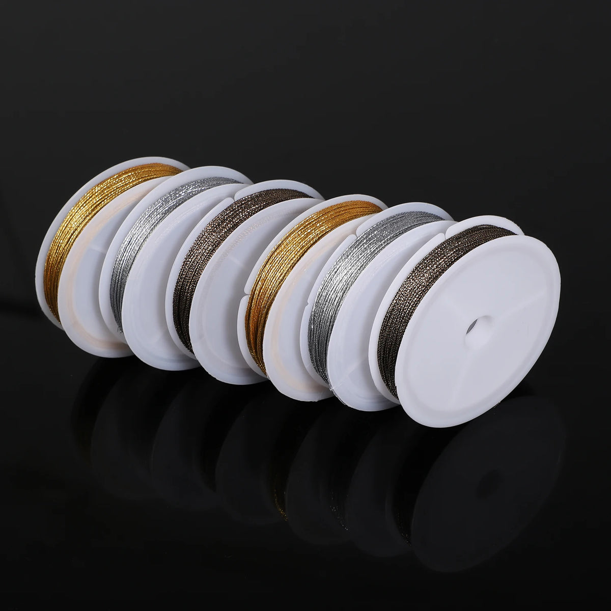 Polyester Jewelry Cord 0.4mm | 10M Golden Silver Thread Spool