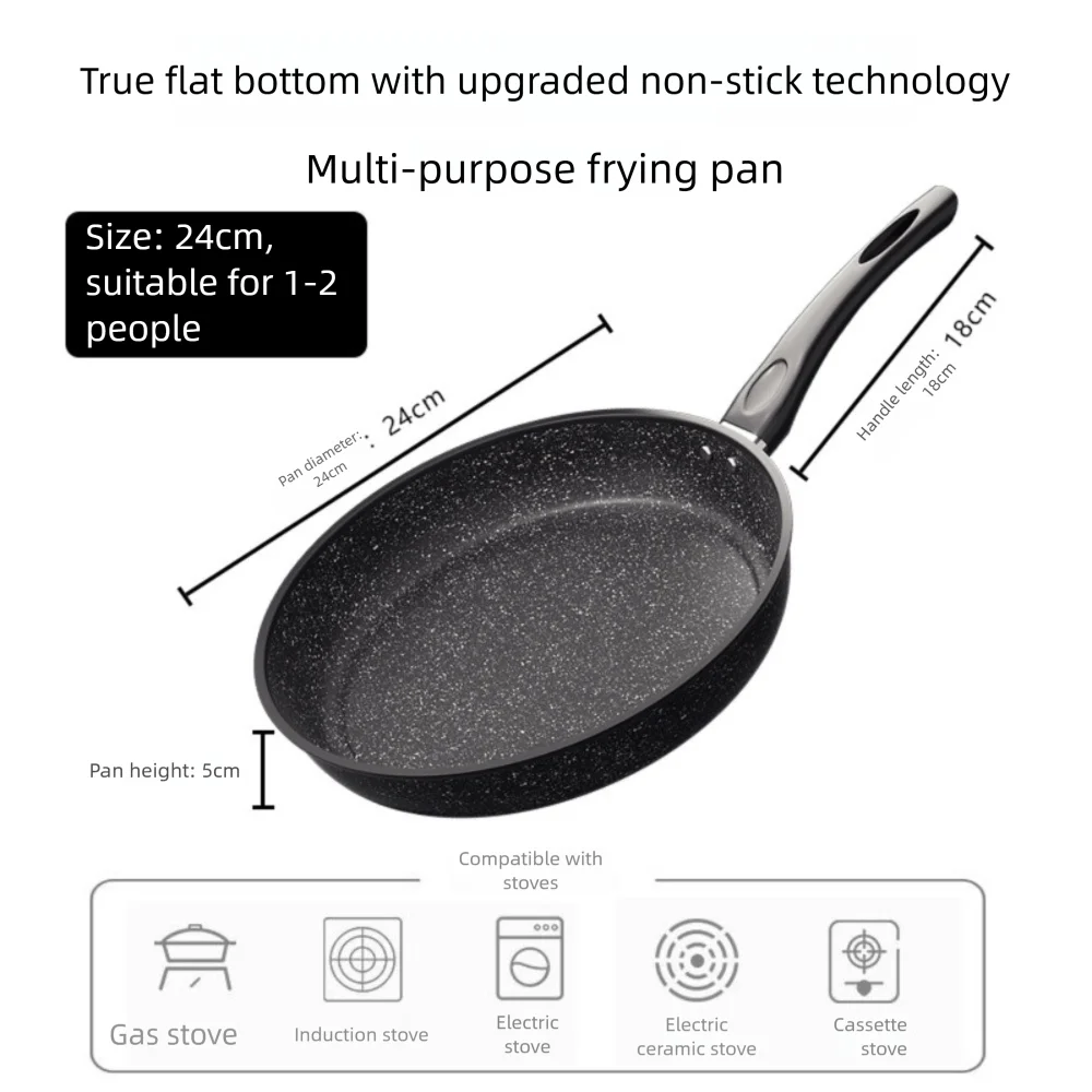 Stone Nonstick Frying Pan with Glass Lid | 22–28cm Skillet