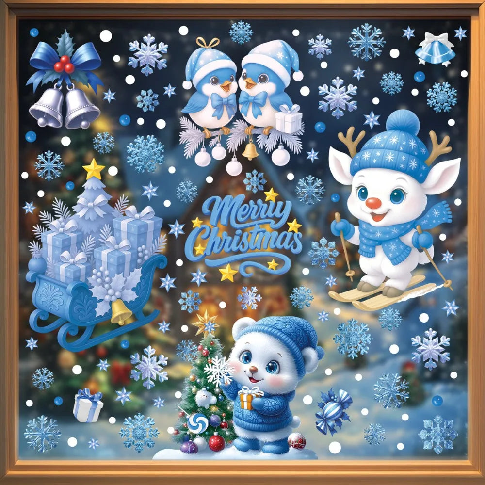 PVC Christmas Window Stickers – Santa, Snowman & Snowflake