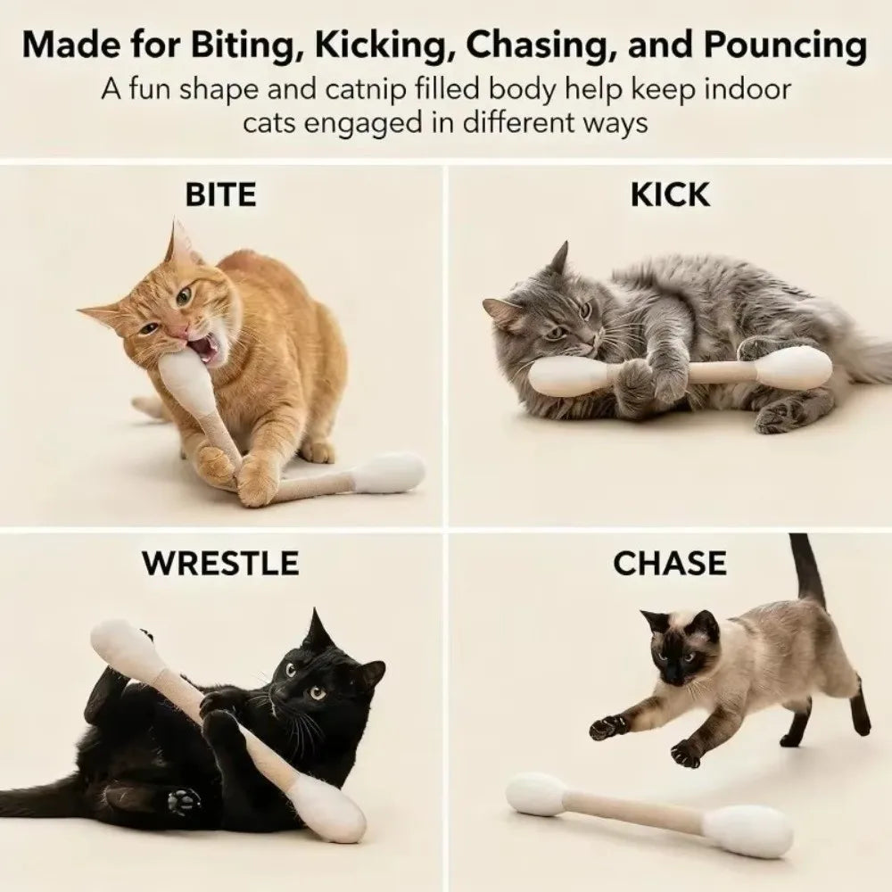 Large Cat Kick Stick – Hemp Rope Fleece Interactive Cat Toy