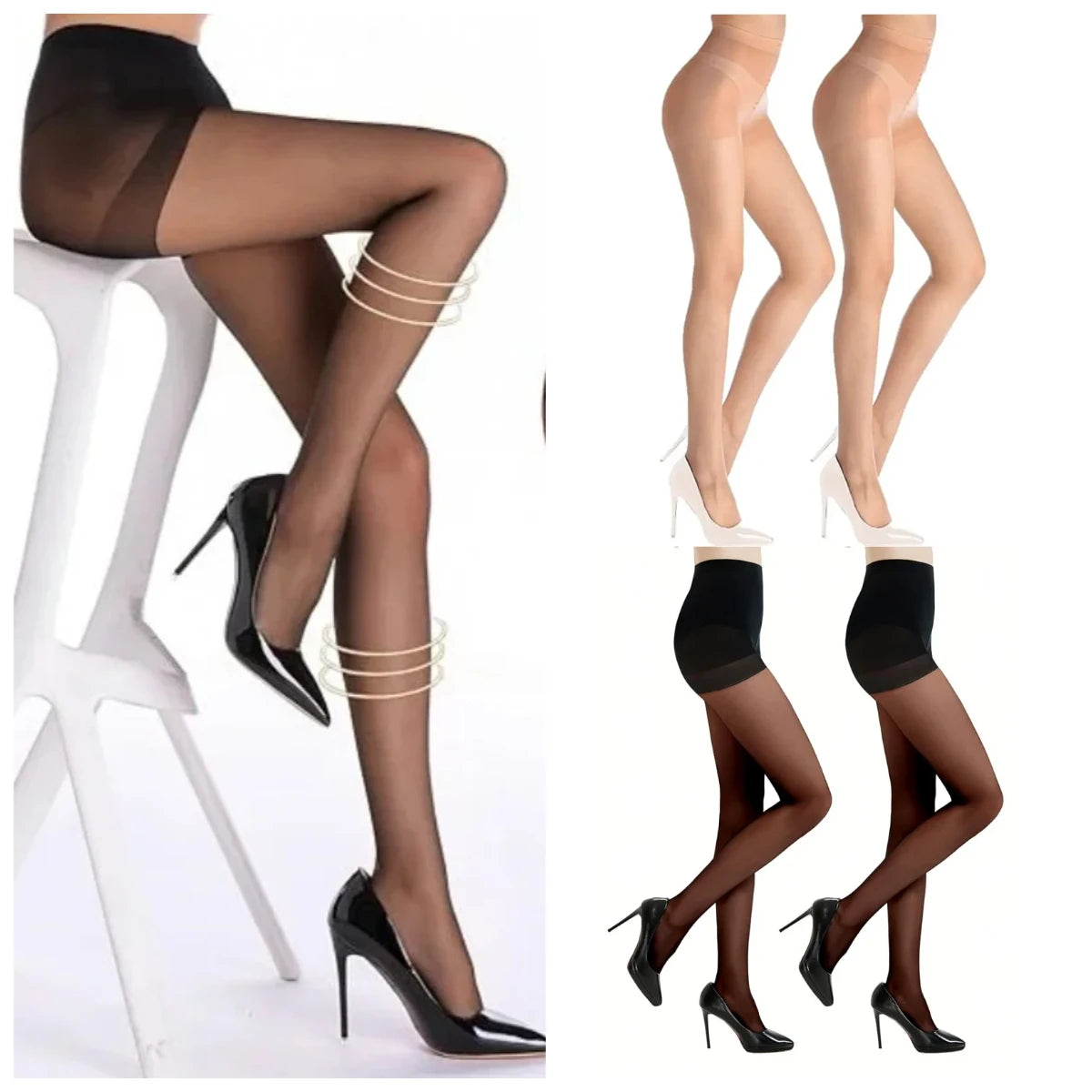Women's Sheer Control Top Pantyhose 20D Nylon – 2 Pairs