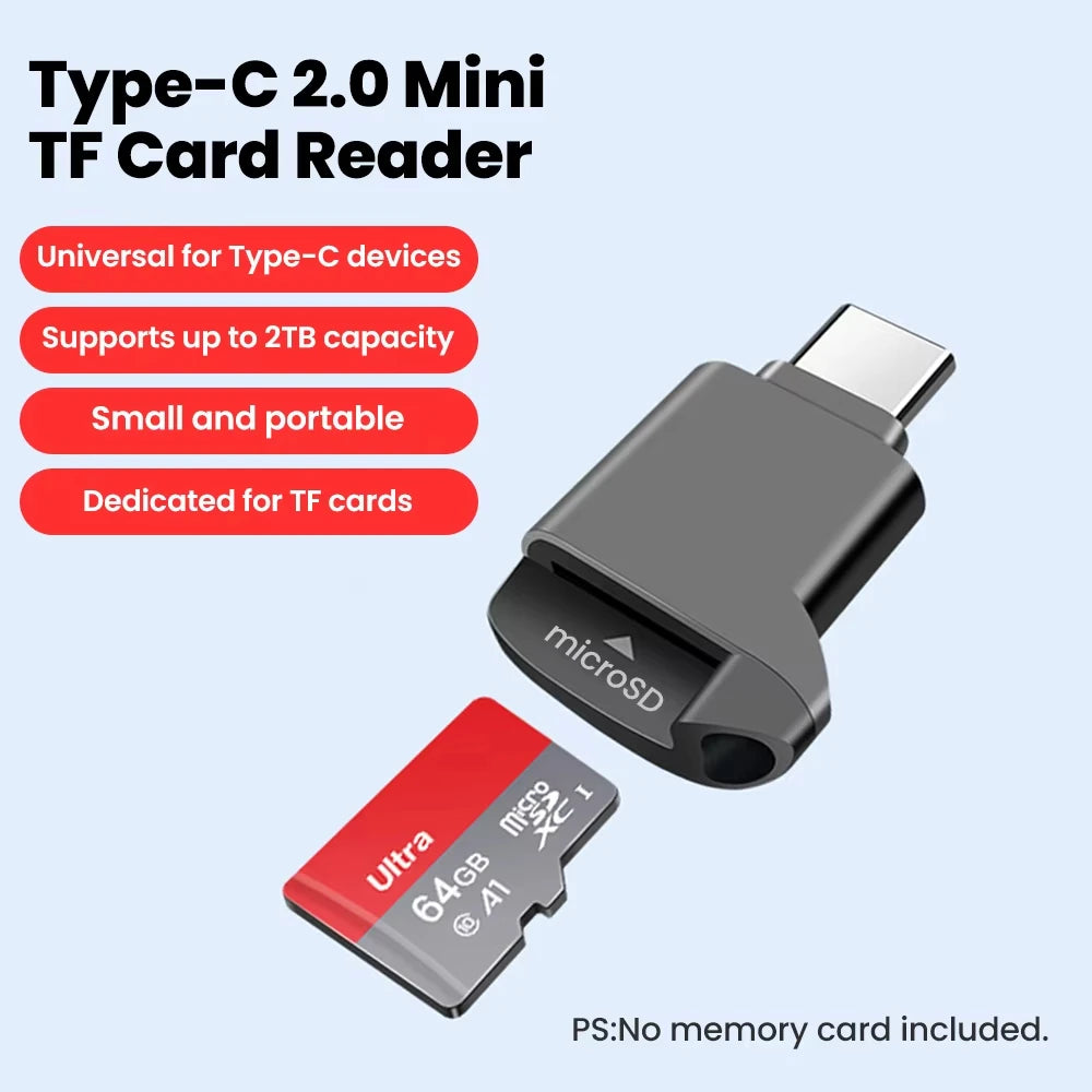 USB-C TF Card Reader – MicroSD Adapter for iPhone 16 17 & More