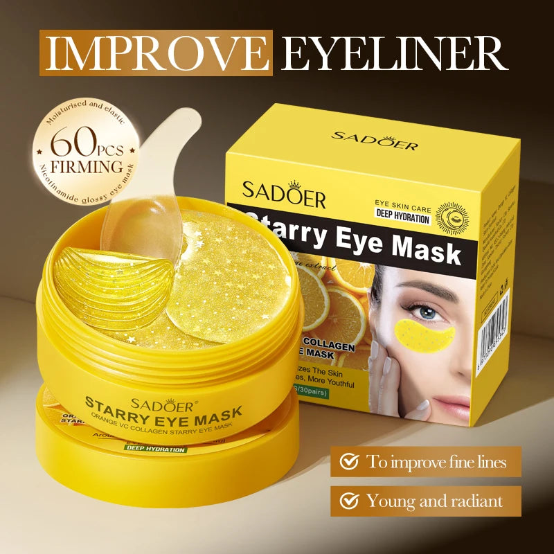 SADOER Vitamin C Collagen Eye Masks 60 Pcs – Moisturizing Patches