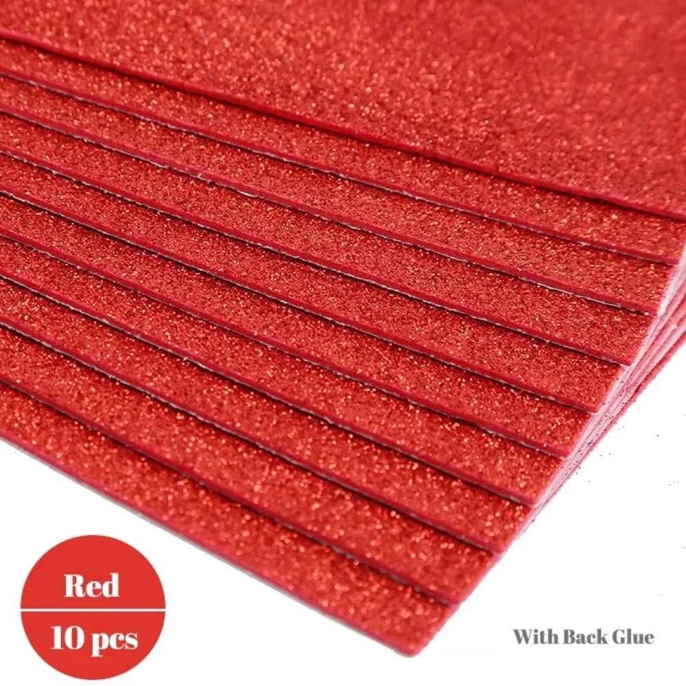 Self-Adhesive Glitter EVA Foam Paper A4 – 10-Pack Craft Sheets