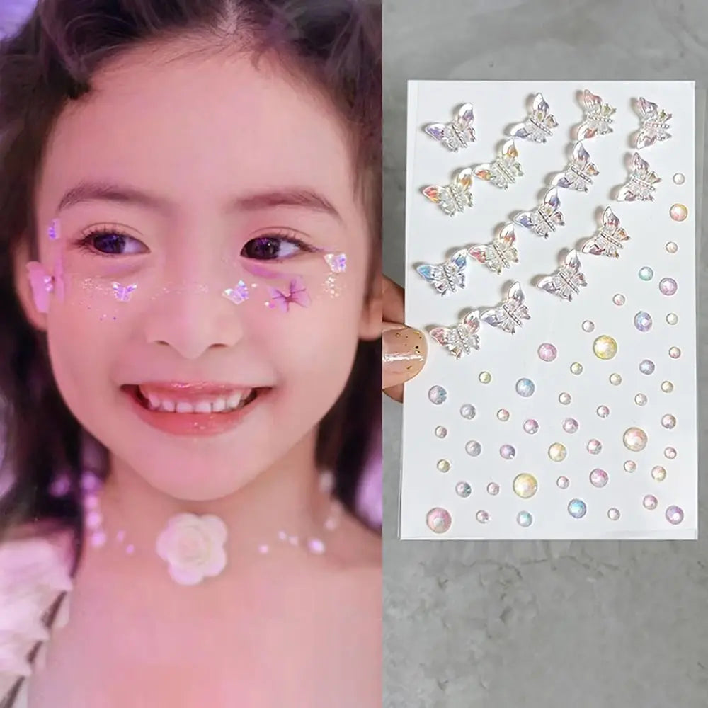 Face Gem Stickers – Butterfly Flower Star Heart Jewels