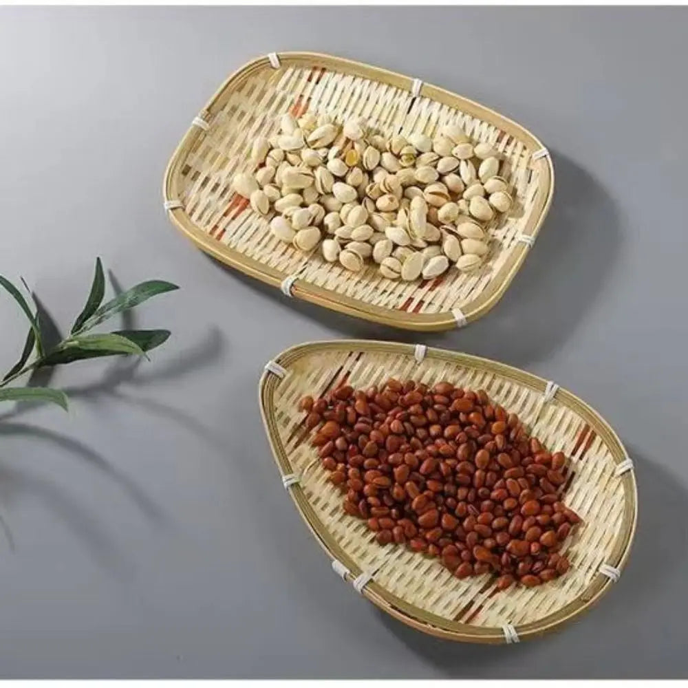 Handwoven Bamboo Basket – Bread, Fruit & Snack Serving Tray