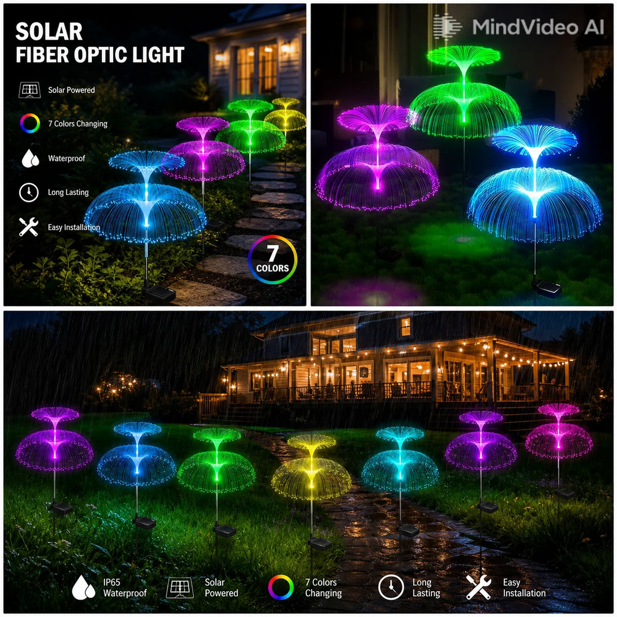 Solar Fiber Optic Jellyfish Stake Light – 7 Color Changing