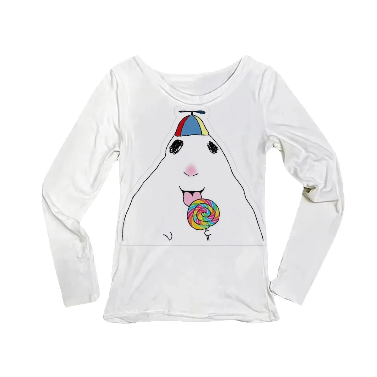 Women's Y2K Lollipop Print Long Sleeve Slim Fit T-Shirt