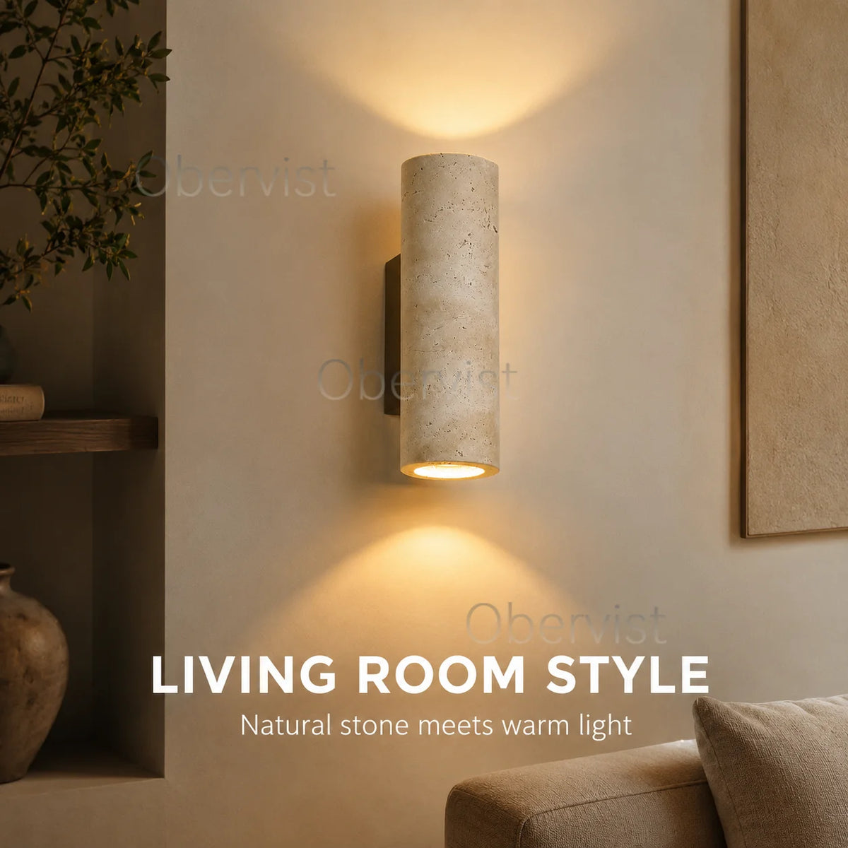 Yellow Travertine Wall Sconce – Vintage Wood Accent Bedside Lamp