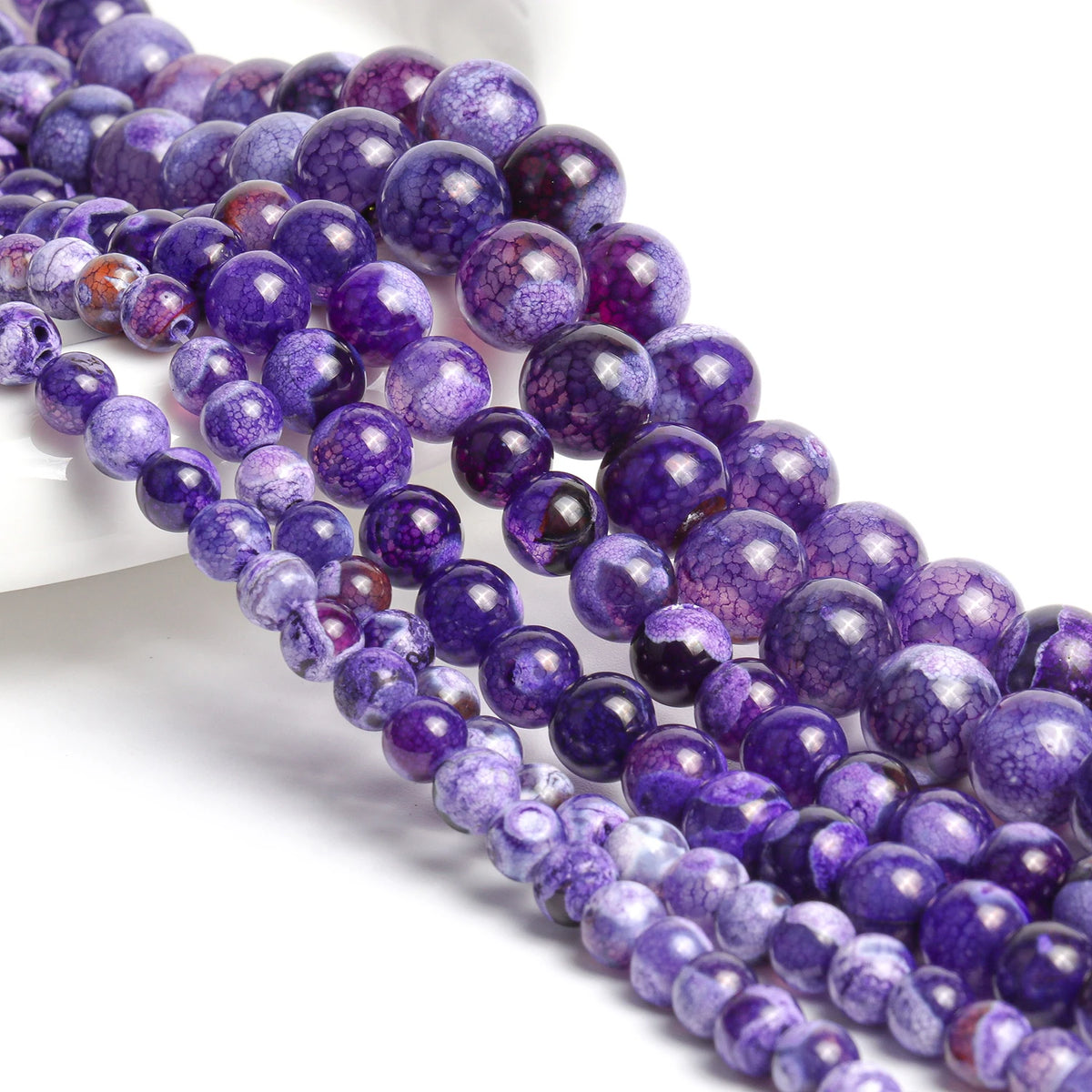 Sky Blue Fire Agate Beads 6/8/10mm – DIY Jewelry Strand