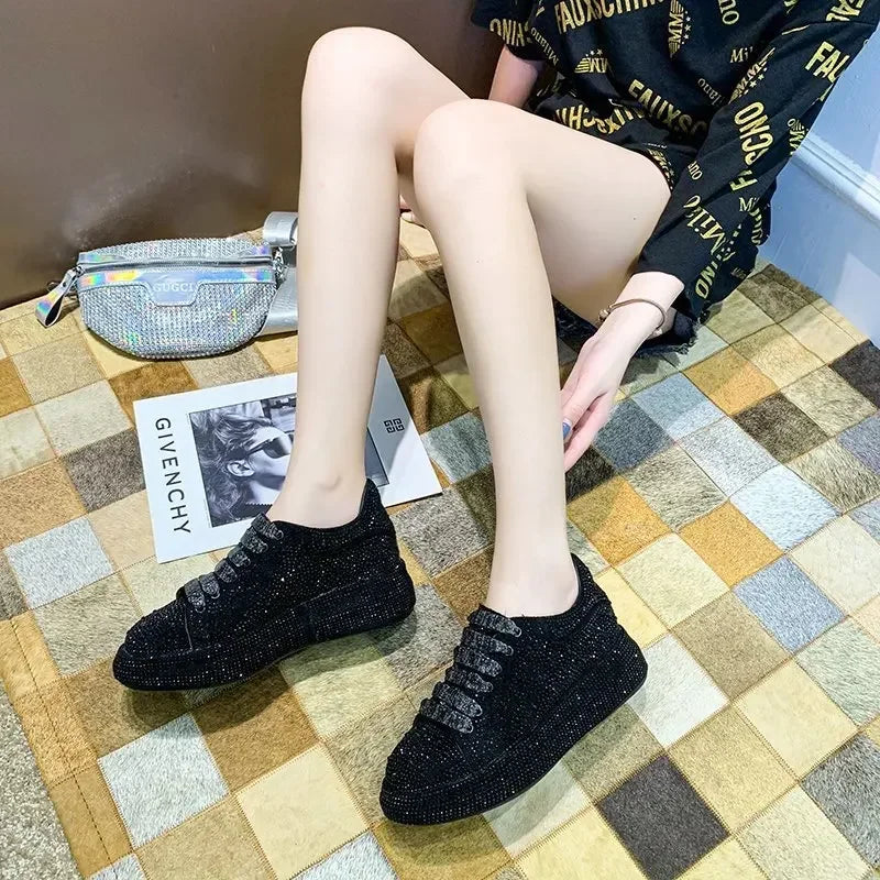 LEDP Women's Rhinestone Platform Sneakers – Luxury Casual