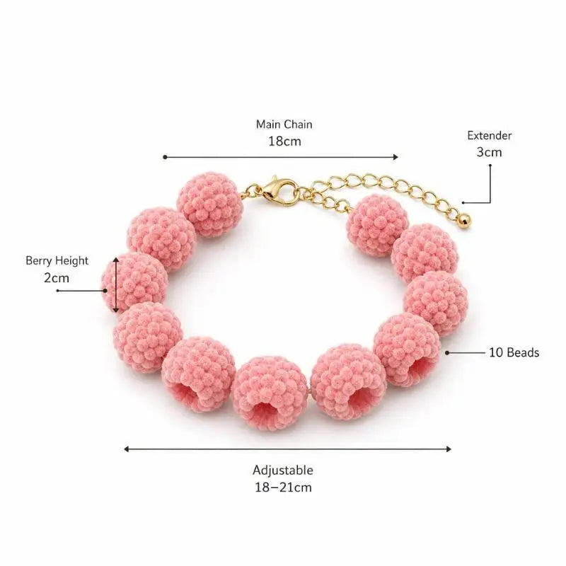 Resin Raspberry Bead Bracelet – Adjustable Berry Charm
