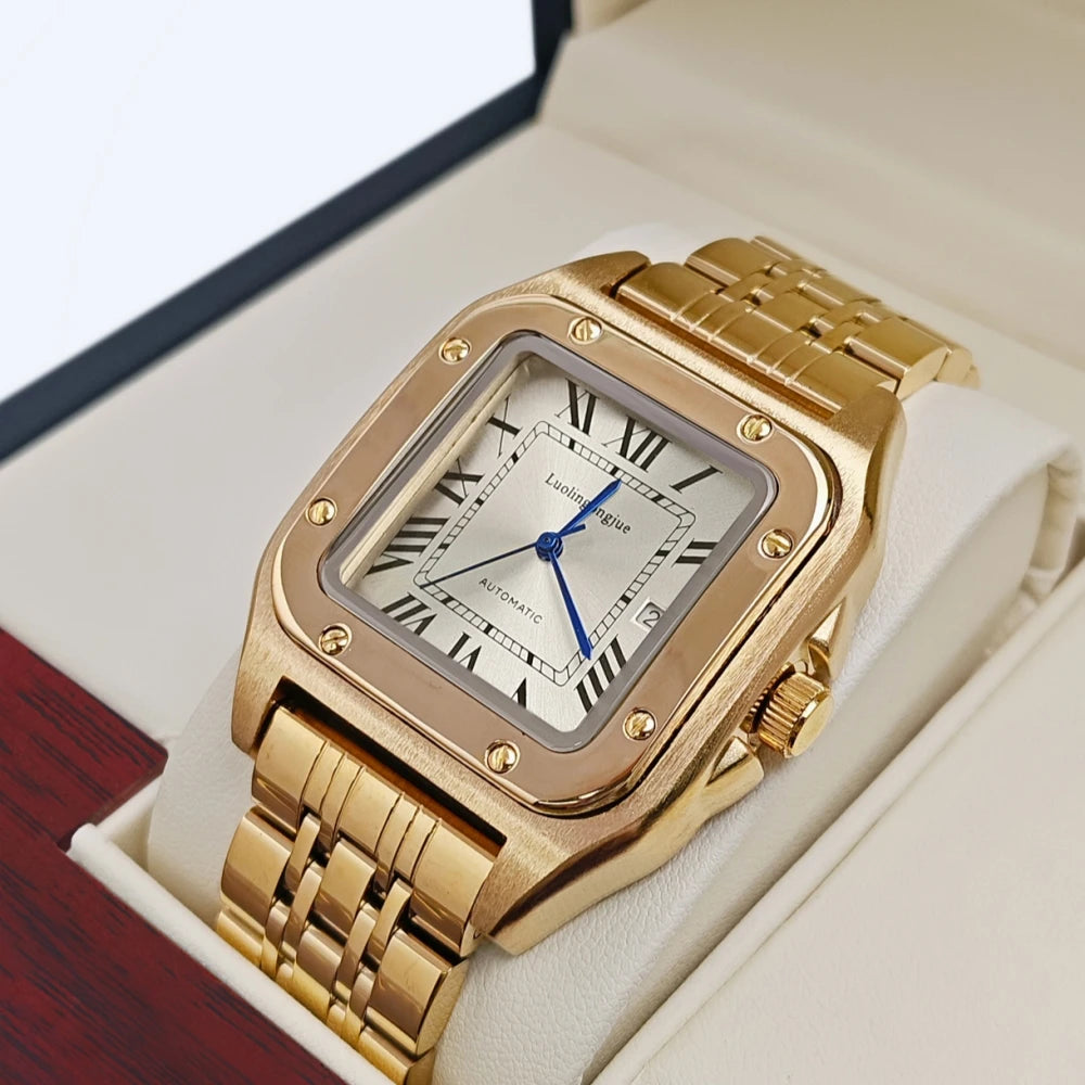 Square Skeleton Automatic Men's Watch | LUOLINGONGJUE Tank