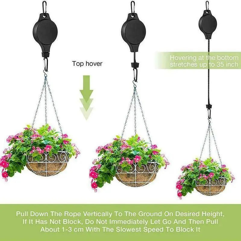 Adjustable Retractable Plant Pulley Hanger Hook for Baskets & Pots