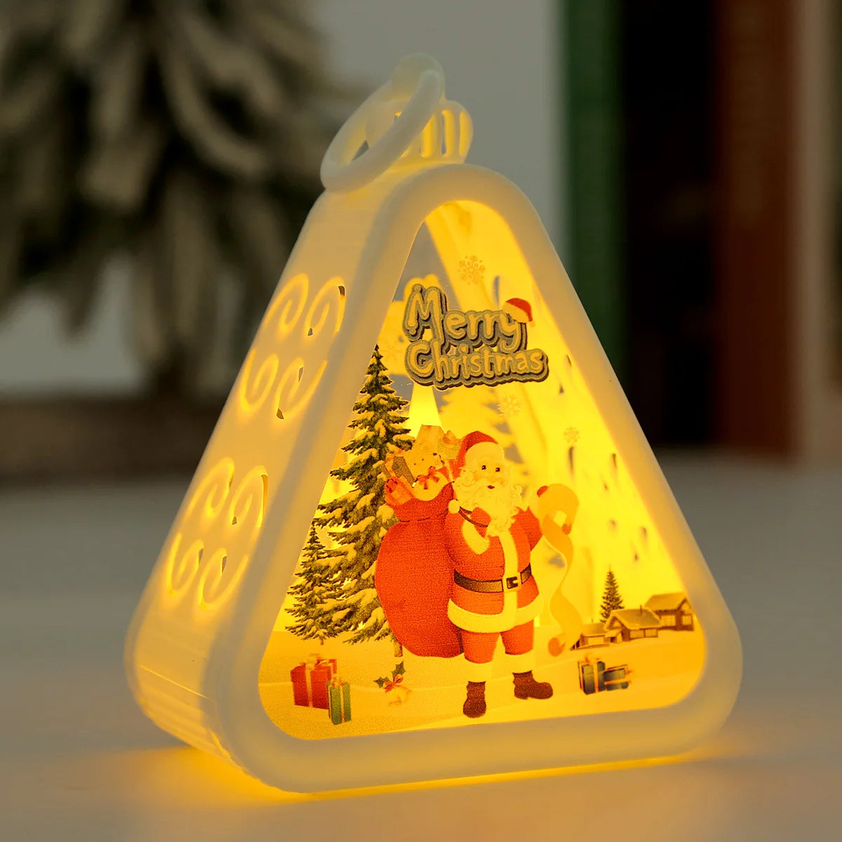 Rustic Vintage Christmas Night Light Lantern | Holiday Tabletop Decor