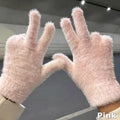 Women's Plush Faux Mink Winter Gloves – Unisex Outdoor Warmth