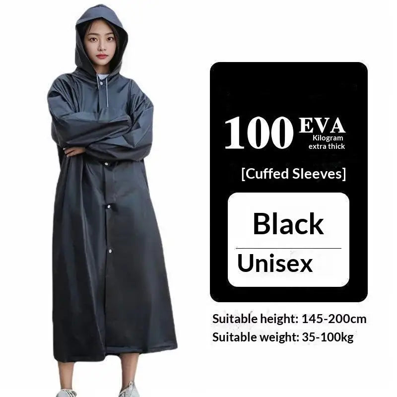 Unisex Hooded EVA Rain Poncho – Waterproof Outdoor Raincoat