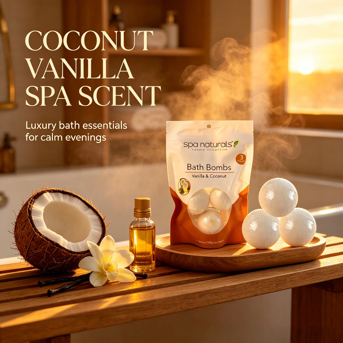 Vanilla & Coconut Bath Fizzies – Luxury Spa Effervescent Bomb