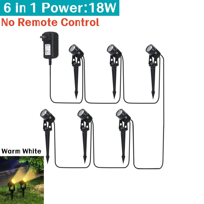Outdoor RGB LED Lawn Spike Lamp IP65 Remote Control Garden Light
