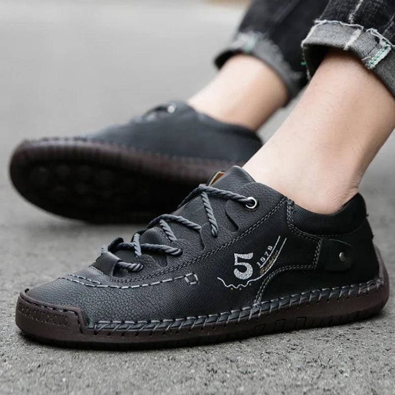 Men's Handmade PU Leather Loafers – Soft Sole Casual Shoes