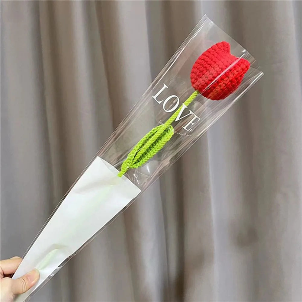Handmade Crochet Tulip Bouquet – Knitted Cotton Artificial Flowers