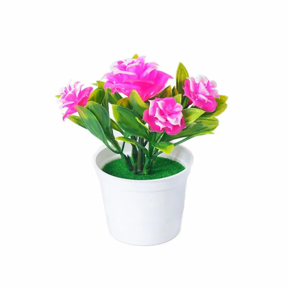 Multicolor Artificial Rose Bonsai – Potted Simulation Flower Decor