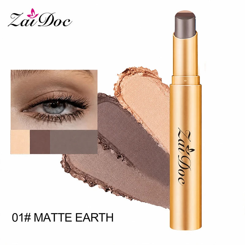 ZaiDoc 3-in-1 Eyeshadow Stick – Glitter Shimmer Matte 3.5g