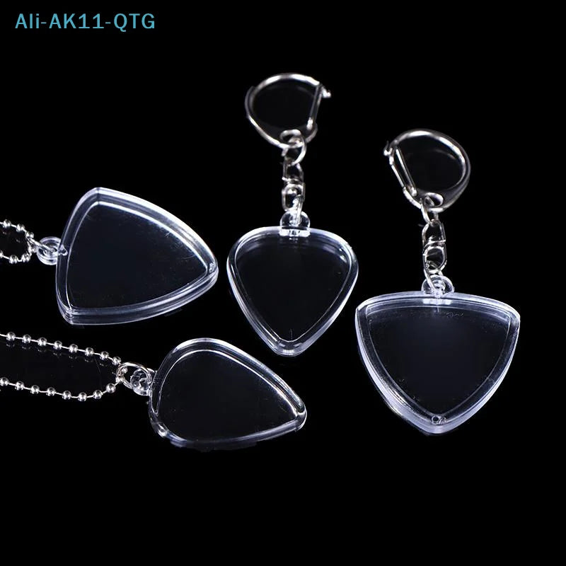 Guitar Pick Storage Case – Clear Heart-Shaped Holder & Keyring