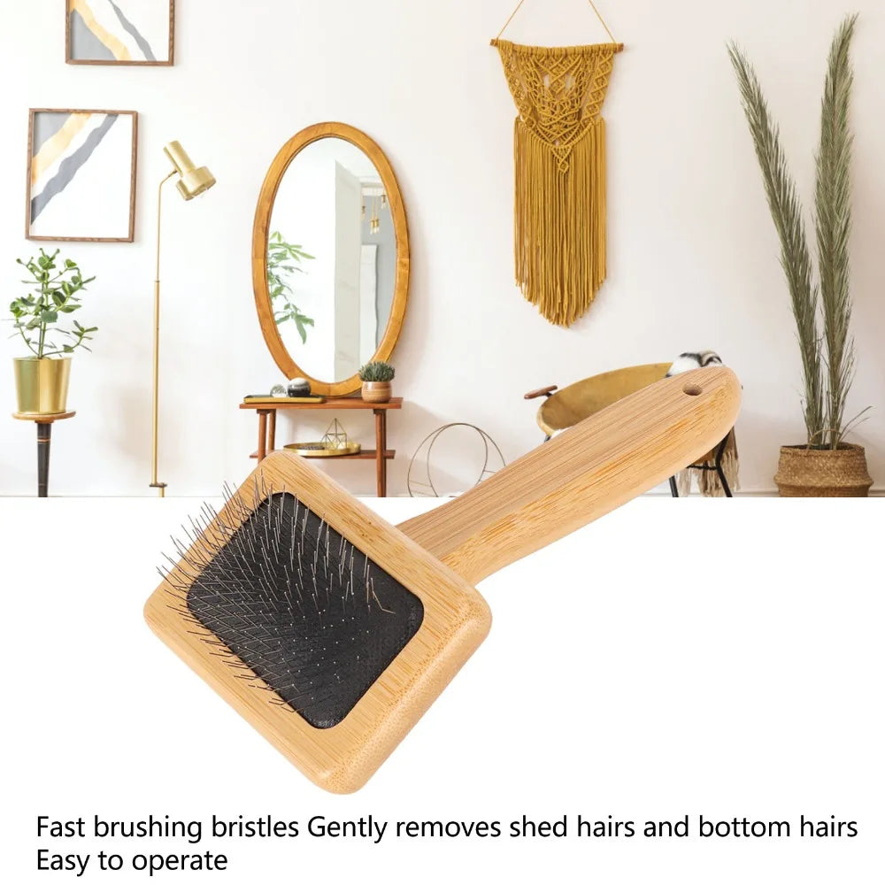 Wooden Handle Macrame Slicker Comb – Wool & Pet Brush