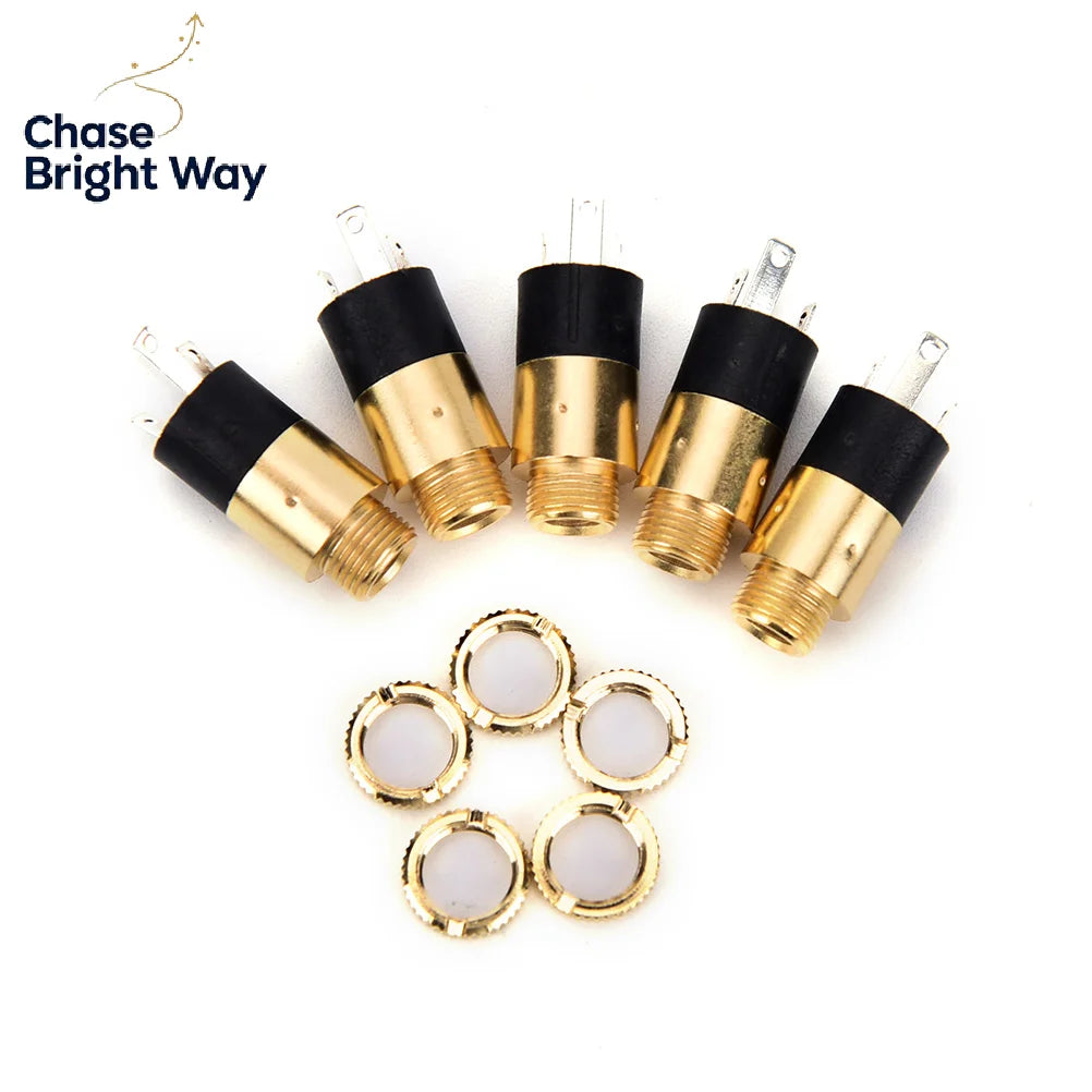 5-Pack PJ392 3.5mm Stereo Female Audio Jack Socket Connector