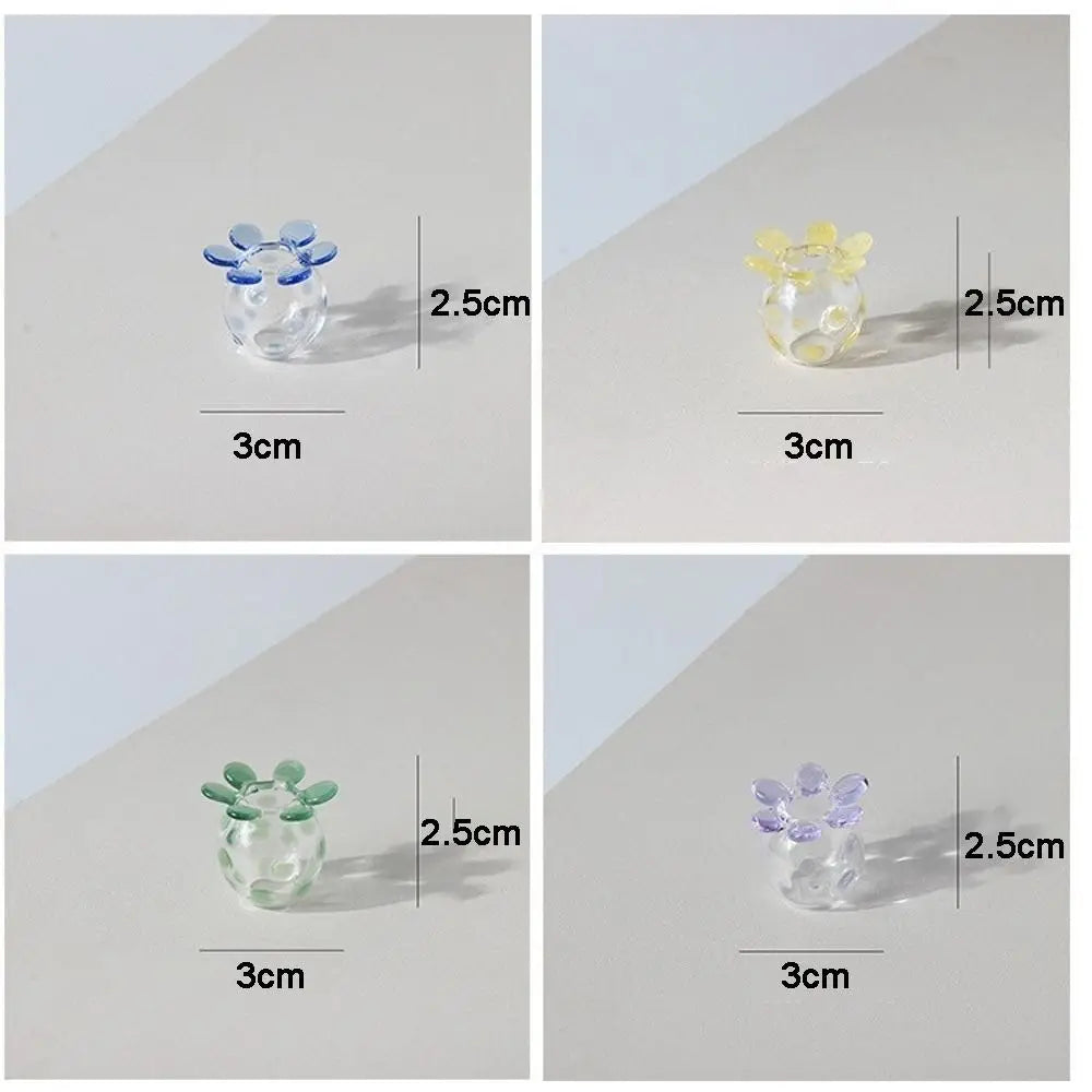 Mini Hand-Blown Glass Flower Decor Set with Vase | 5 Piece