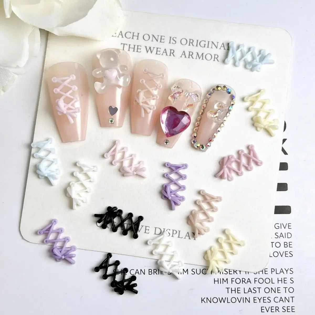 30Pcs 3D Resin Bow Nail Charms – Macaron DIY Nail Art Decor
