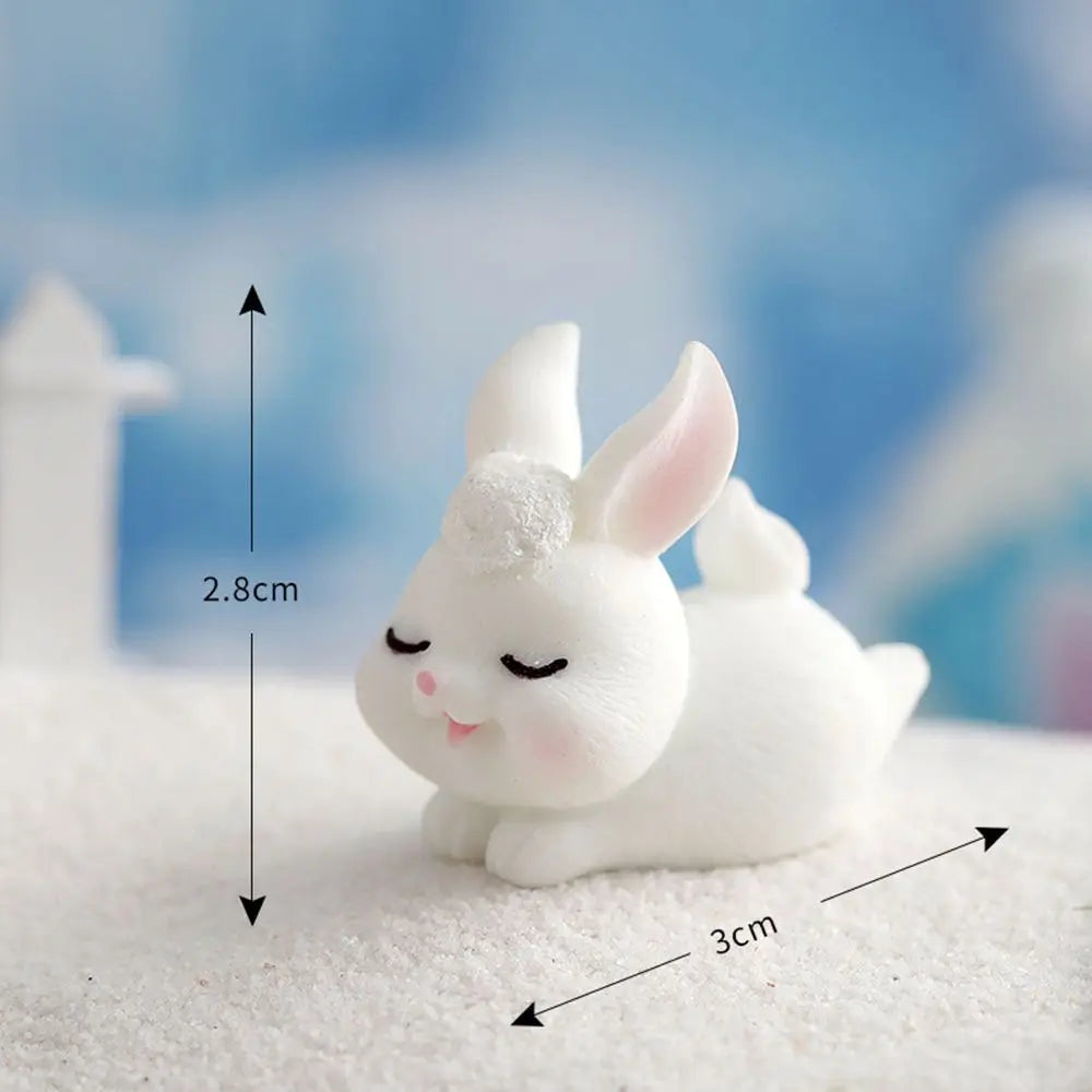 Snowman Bunny Miniature Figurine – Christmas Micro Landscape Décor