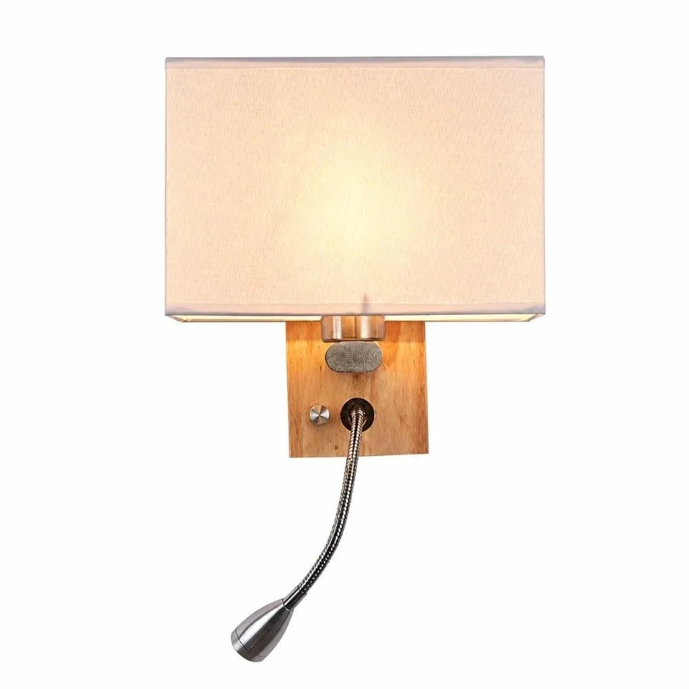 Swing Arm Wall Sconce | E26/E27 LED, Wood Base, Rotary Switch