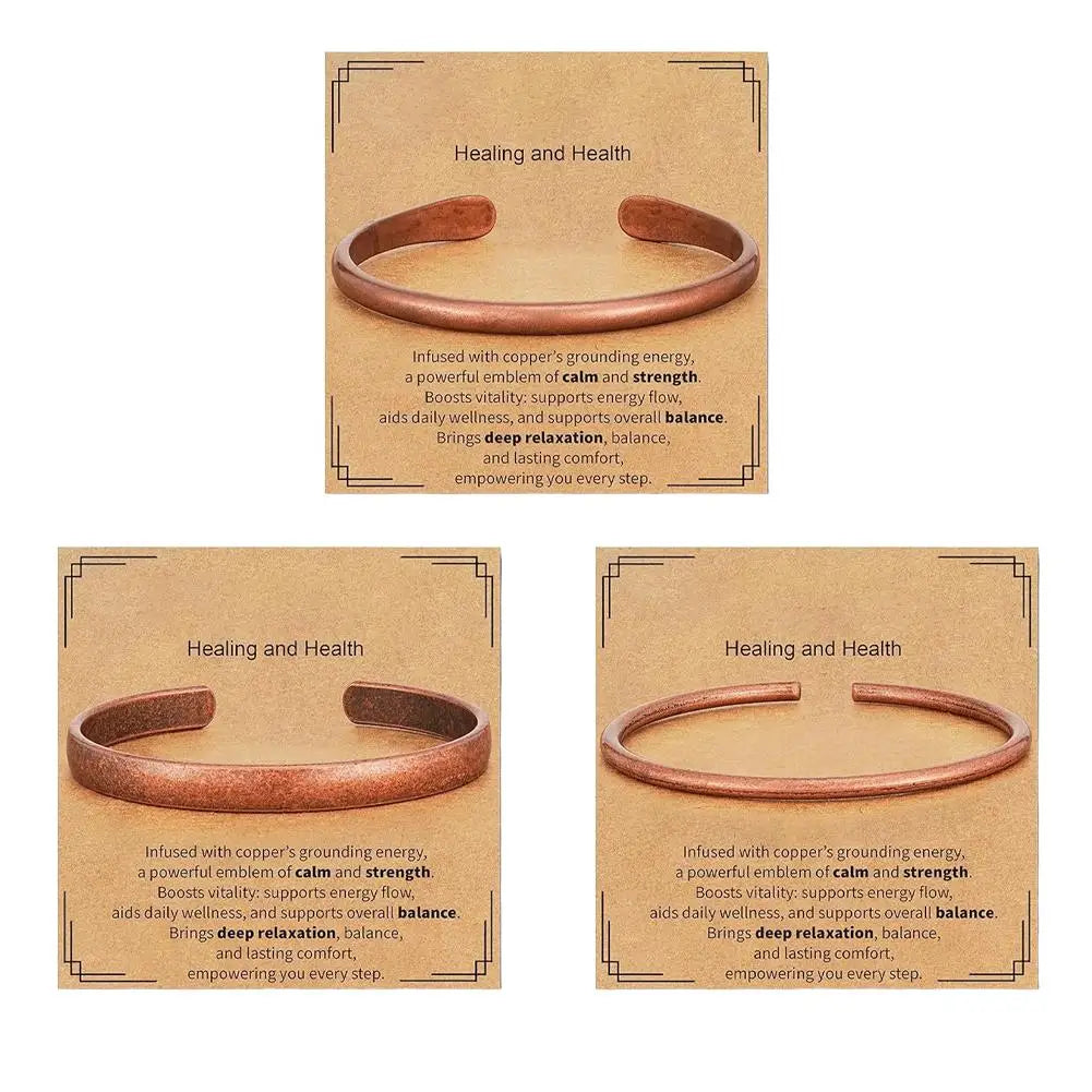 Pure Copper Cuff Bracelet – Adjustable Unisex Bangle Gift